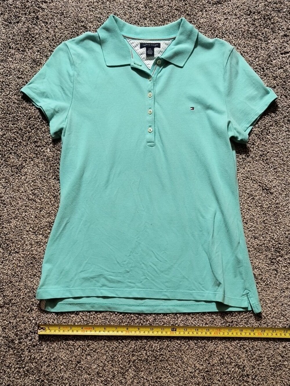 Tommy Hilfiger Women's Mint Green Polo Shirt, Size Large - Picture 2 of 4